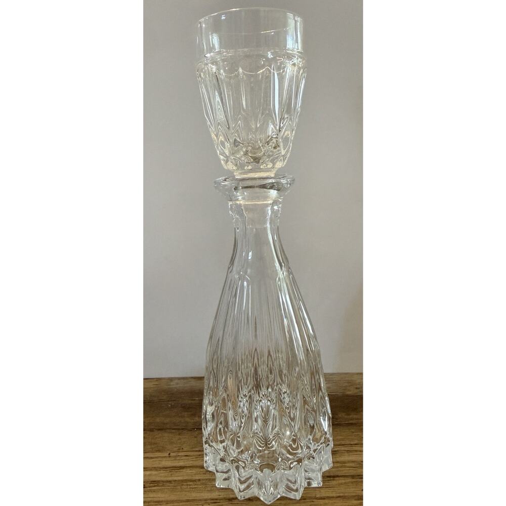 Vintage Unique Bohemia 24% Lead Crystal Small Mouth Wash Decanter 8” Rare